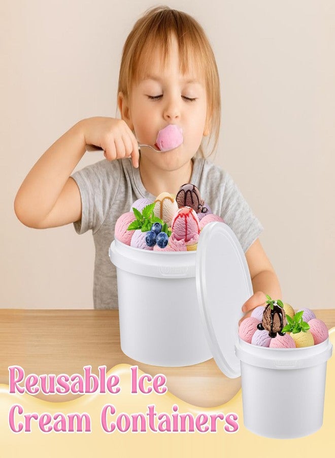 Exclaith 12 Pcs 100oz Ice Cream Buckets with Lids White Plastic Bucket with Handle Food Grade Freezer Food Storage Containers for Drinks Freezer Safe Ice Cream Tubs Art Crafts Projects Garage Organization - Image 5